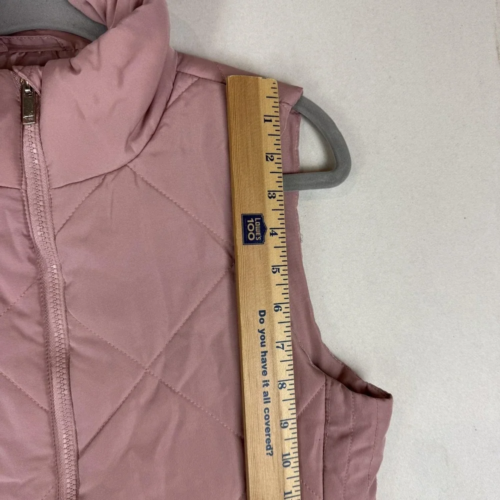 New York & Company Vest Womens Small Pink Quilted Full‎ Zip Puffer Mock Neck